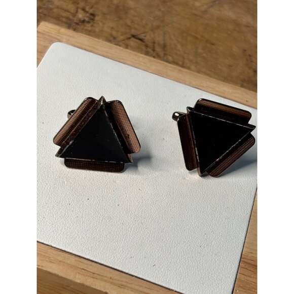 Vintage Copper & Black Geometric Cufflinks - Picture 9 of 10